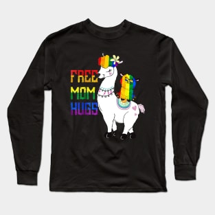 Free Mom Hugs LGBT Llama Mama Pride Shirt Rainbow Long Sleeve T-Shirt